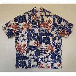 Vintage Island Magic Men's XL Hawaiian Shirt Floral Pineapple Zip Up Barkcloth
